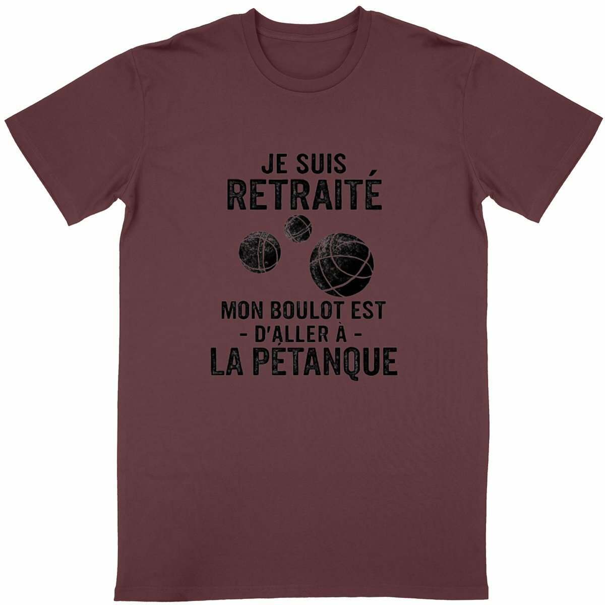 T-Shirt Retraite Pétanque - face_bordeaux