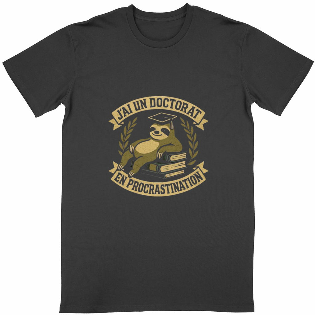 T-Shirt Doctorat Procrastination - face_noir