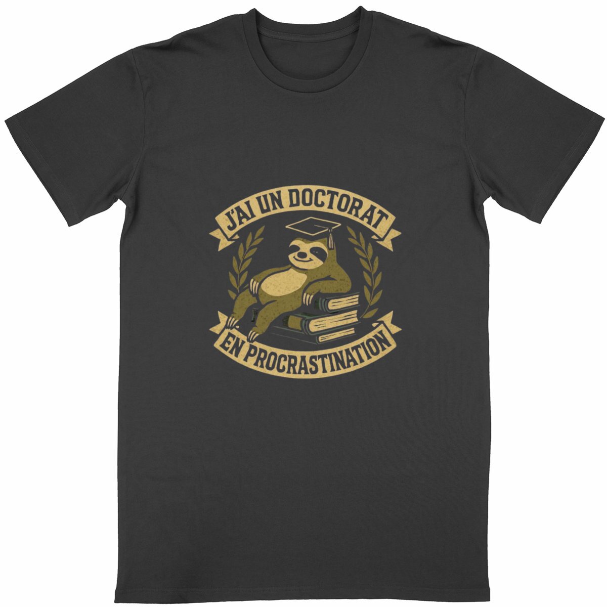 T-Shirt Doctorat Procrastination - face_noir