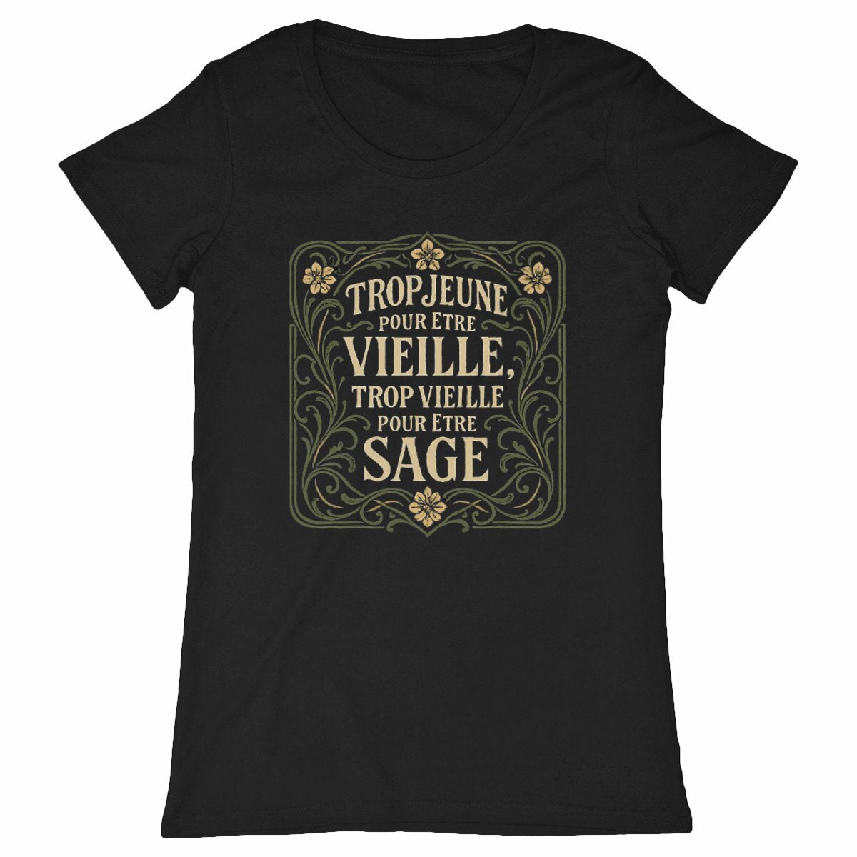T-shirt Femme Vieille Sage - face_noir